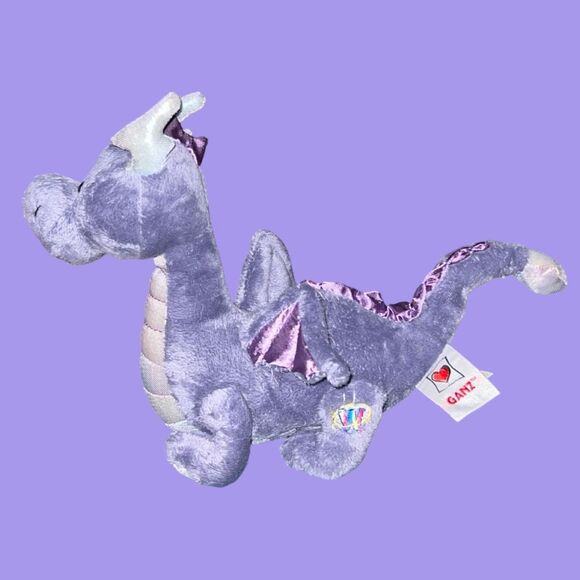 Webkinz Ganz Stormy Dragon Purple Plush HM634 Stuffed Animal 8” - Picture 3 of 6